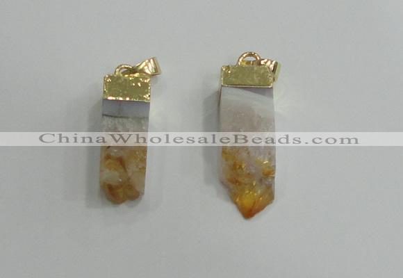 NGP2839 8*25mm - 12*40mm sticks druzy citrine gemstone pendants