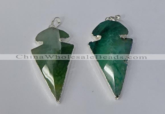 NGP3131 24*50mm - 26*55mm arrowhead agate gemstone pendants