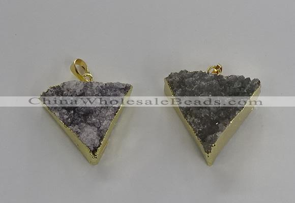 NGP3220 25*30mm - 30*35mm triangle druzy agate pendants