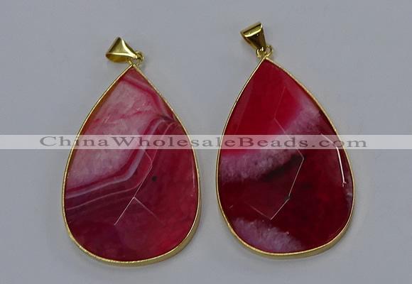 NGP3296 37*57mm faceted flat teardrop agate gemstone pendants