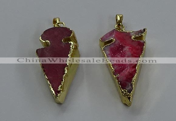 NGP3615 15*30mm - 20*40mm arrowhead druzy agate pendants