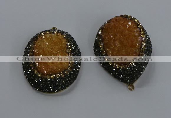 NGP3680 35*45mm freeform plated druzy agate gemstone pendants