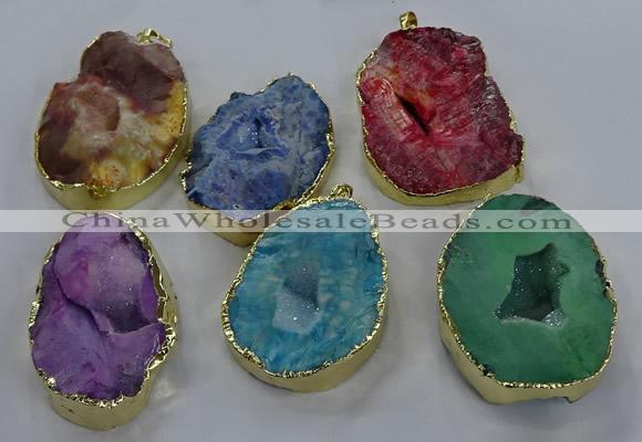 NGP3762 30*40mm - 40*50mm freeform druzy agate pendants