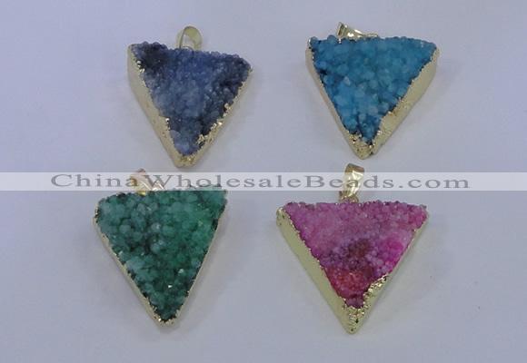 NGP4055 25*30mm – 30*35mm triangle druzy quartz pendants