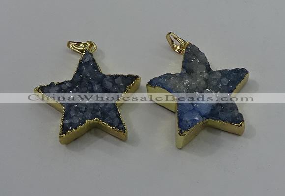 NGP4096 30*32mm - 32*35mm star druzy quartz pendants wholesale