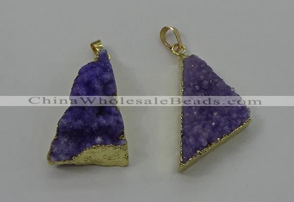 NGP4102 22*35mm - 24*40mm triangle druzy quartz pendants wholesale