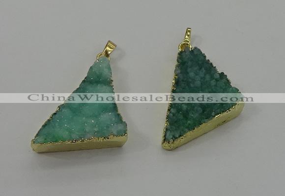 NGP4105 22*35mm - 24*40mm triangle druzy quartz pendants wholesale