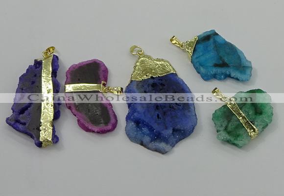 NGP4138 25*35mm - 40*50mm freeform druzy quartz pendants wholesale