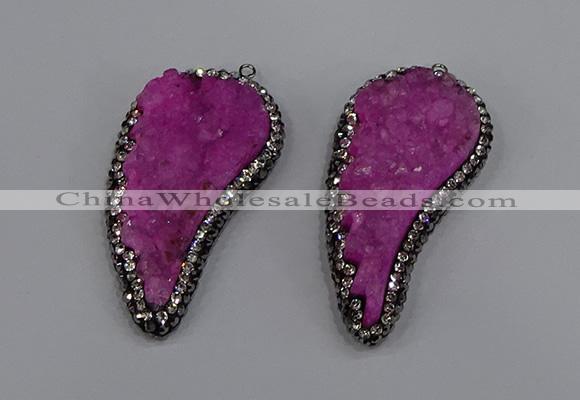 NGP4316 20*40mm - 25*50mm wing-shaped druzy quartz pendants