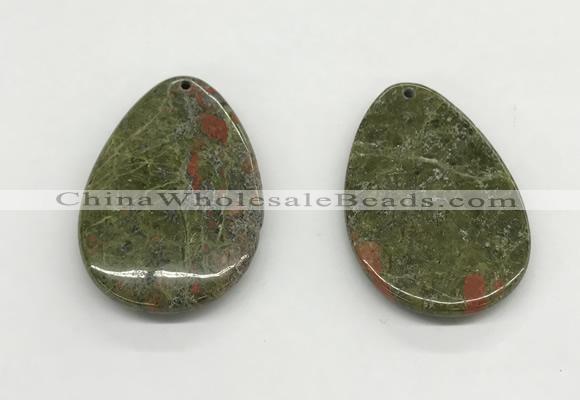 NGP5533 35*55mm flat teardrop unakite gemstone pendants