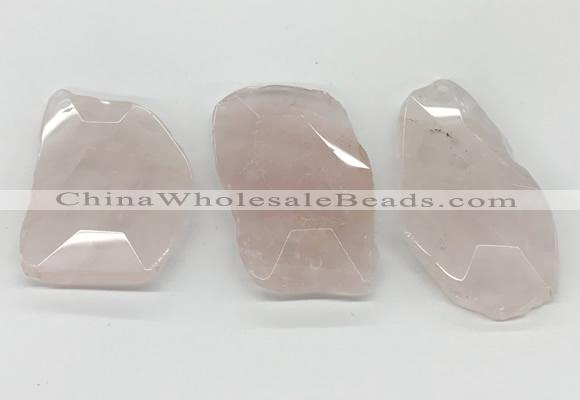 NGP5848 35*50mm - 50*70mm faceted freeform rose quartz slab pendants