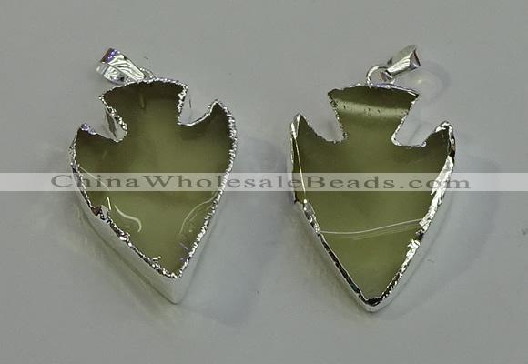 NGP6007 22*30mm - 25*35mm arrowhead lemon quartz pendants