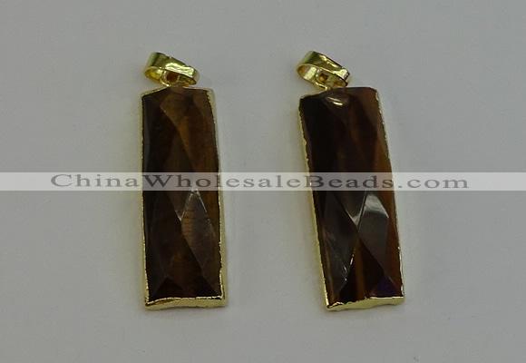 NGP6205 14*30mm - 15*38mm faceted rectangle yellow tiger eye pendants