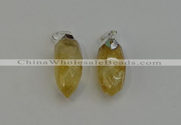 NGP6221 12*28mm - 15*30mm faceted bullet citrine pendants