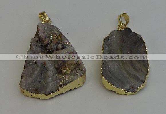 NGP6286 25*35mm - 35*45mm freeform druzy agate pendants