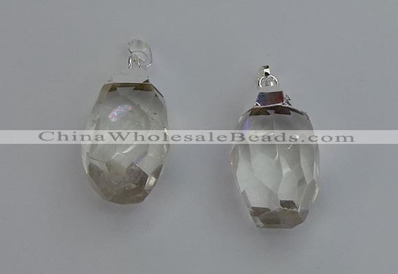 NGP6292 18*30mm - 22*35mm faceted nuggets white crystal pendants