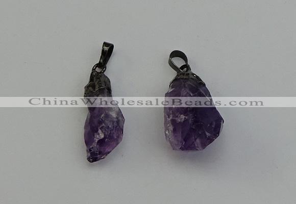 NGP6420 12*28mm - 15*30mm nuggets amethyst gemstone pendants