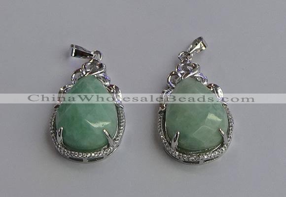 NGP6615 22*30mm faceted teardrop amazonite gemstone pendants