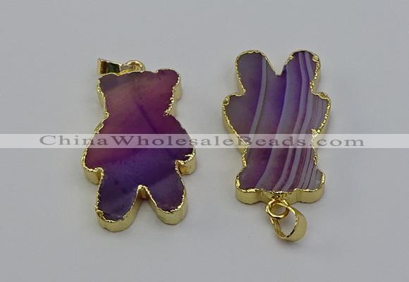 NGP6661 22*38mm Animal or V-shaped agate gemstone pendants