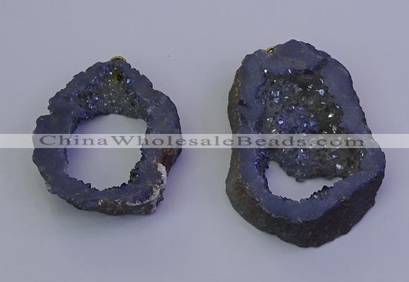 NGP6846 35*45mm - 40*50mm freeform plated druzy agate pendants