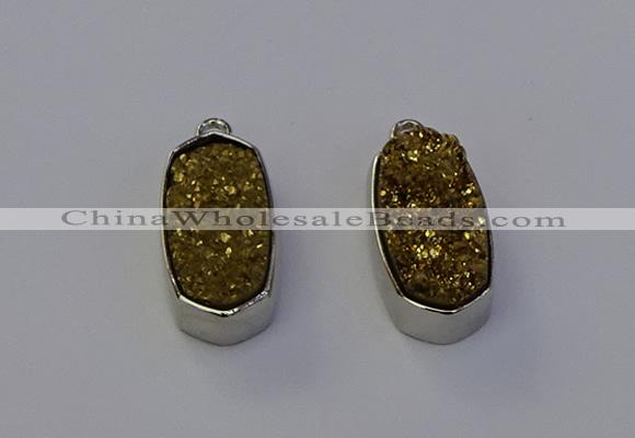 NGP6897 10*22mm - 12*25mm freeform plated druzy quartz pendants