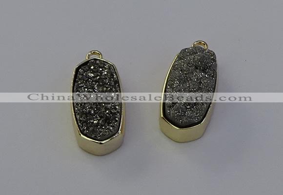 NGP6907 10*22mm - 12*25mm freeform plated druzy quartz pendants