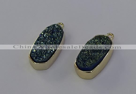 NGP6909 10*22mm - 12*25mm freeform plated druzy quartz pendants