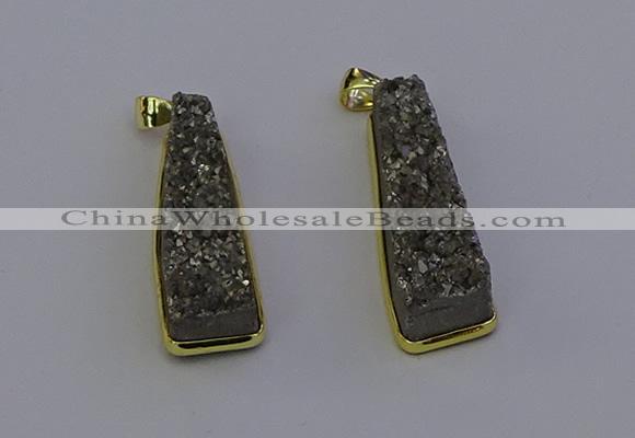 NGP6930 10*30mm - 12*35mm trapezoid plated druzy quartz pendants