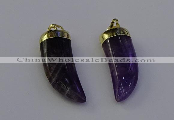 NGP6995 12*40mm - 15*45mm horn amethyst pendants wholesale