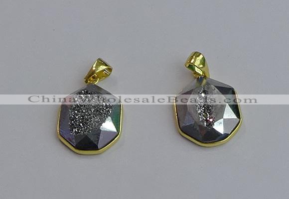 NGP7465 16*18mm freeform plated druzy agate gemstone pendants