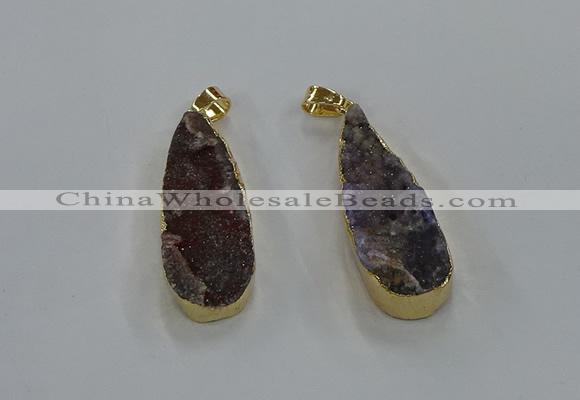 NGP8508 15*33mm - 17*40mm flat teardrop druzy agate pendants