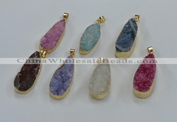 NGP8509 15*33mm - 17*40mm flat teardrop druzy agate pendants