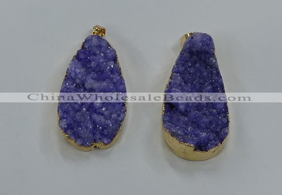 NGP8513 25*48mm - 27*52mm flat teardrop druzy agate pendants