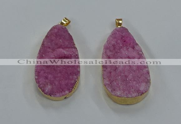 NGP8515 25*48mm - 27*52mm flat teardrop druzy agate pendants