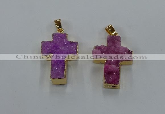 NGP8535 22*30mm - 25*35mm cross druzy agate pendants wholesale