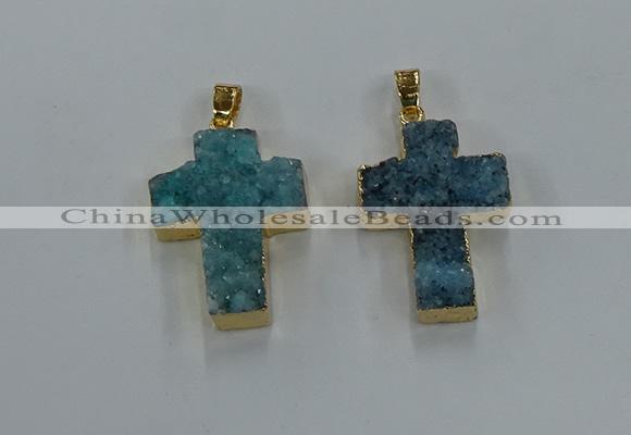 NGP8537 22*30mm - 25*35mm cross druzy agate pendants wholesale