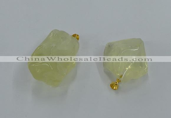 NGP8857 20*25mm - 30*40mm nuggets lemon quartz pendants wholesale