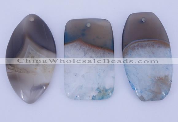 NGP909 5PCS 30mm*50-55mm mixed shape agate druzy geode gemstone pendants