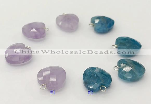 NGP9700 12mm faceted heart  mixed gemstone pendants wholesale