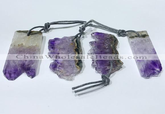 NGP9754 20*40mm-25*45mm freeform amethyst pendants wholesale