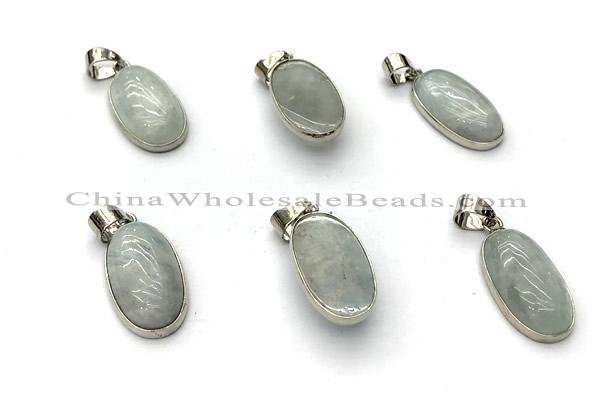 NGP9869 12*20mm oval aquamarine pendant