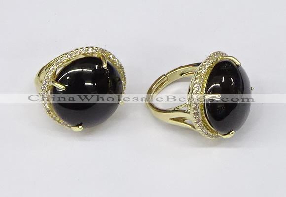 NGR238 20mm flat round agate gemstone rings wholesale