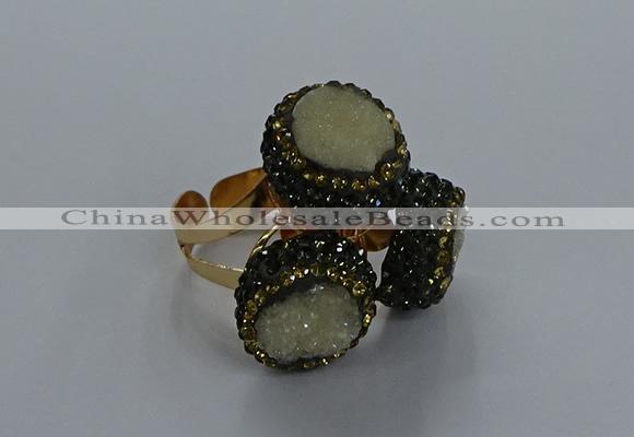 NGR290 14mm - 16mm coin plated druzy agate gemstone rings