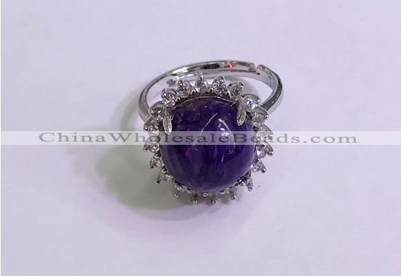 NGR3008 925 sterling silver with 12mm flat  round charoite rings