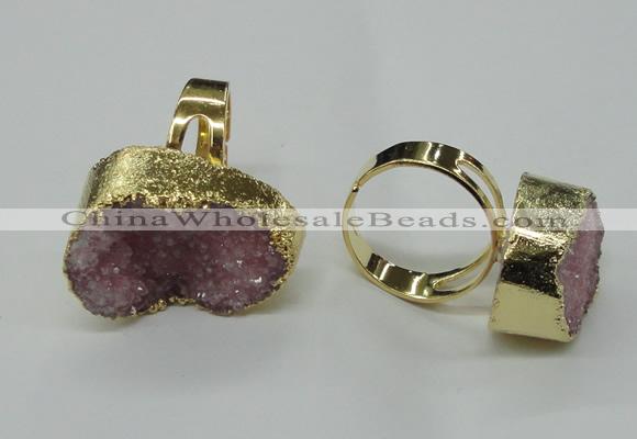 NGR53 18*25mm - 20*30mm freeform plated druzy agate rings