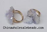 NGR96 15*20mm - 20*25mm nuggets plated druzy quartz rings