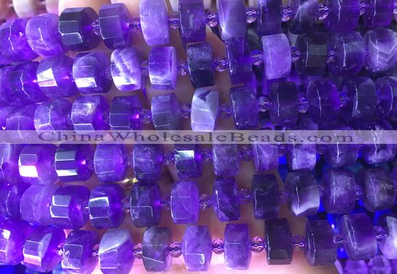 RBBS11 15 inches 8*12mm faceted wheel dogtooth amethyst gemstone beads