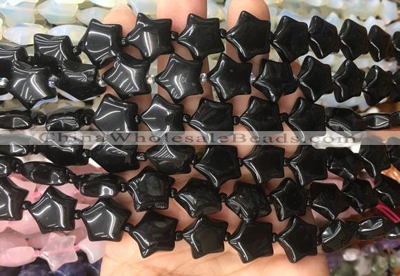 RGBS10 15 inches 16mm star black agate gemstone beads wholesale