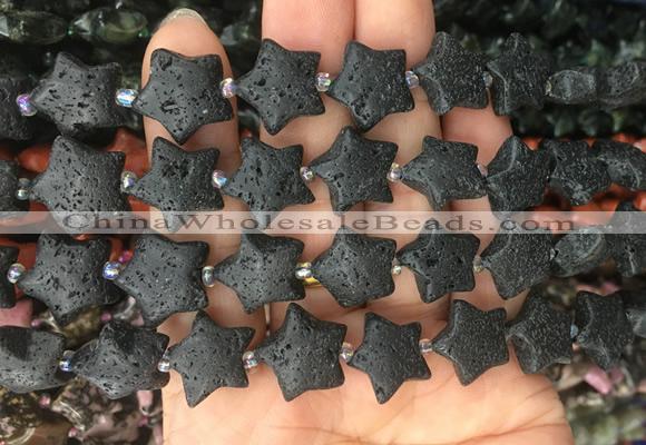 RGBS11 15 inches 16mm star black lava gemstone beads wholesale