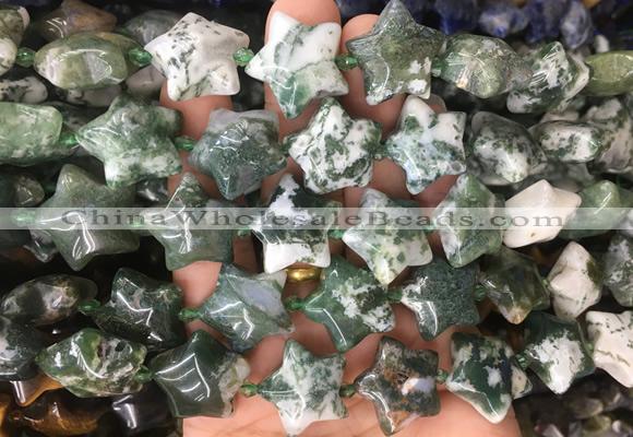 RGBS47 15 inches 20mm star moss agate gemstone beads wholesale